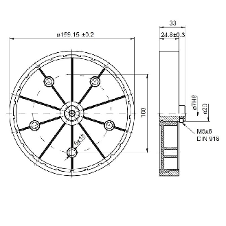 Roue de mesure 50cm de dév. alésage Ø12mm, revêt. synt strié 25mm-Lire la description