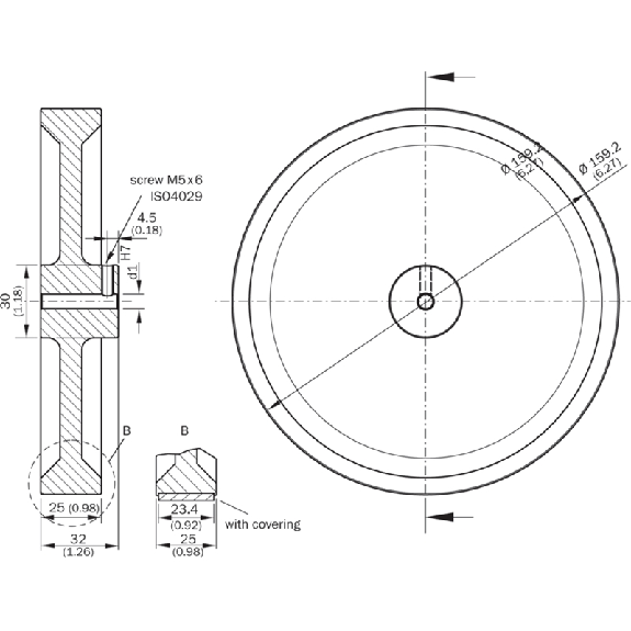 Roue de mesure en aluminium, polyuréthane, circonférence 500 mm-Lire la description