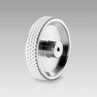 Roue de mesure 20cm de dév, alésage Ø10mm caoutchouc noppé 12mm-Lire la description