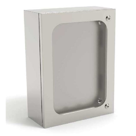 Coffret EQLC 600 900 300 (LxHxP) inox AISI 316L, avec porte en Lexan-Lire la description