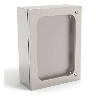 Coffret EQLC 450 600 250 (LxHxP) inox AISI 316L, avec porte en Lexan-Lire la description