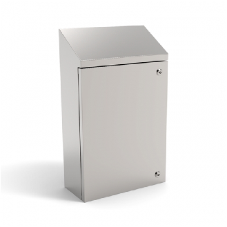 Coffret EQH 300 300 200 (LxHxP) inox AISI 304, IP66, toit incliné-Lire la description