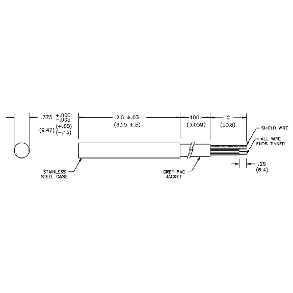 DP Hall 3/8 NPN P1mm noyé 0 ... 10 KHz 8-30V inox câble 3m"-Lire la description