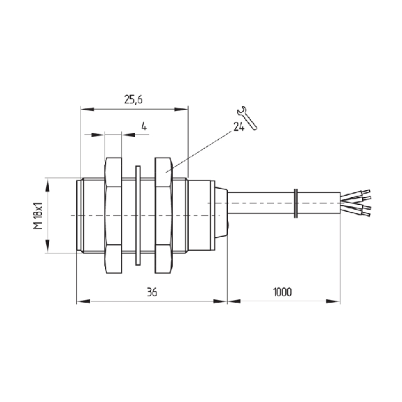 Int.de séc. magnétique M18 Ex 1NO+2NF, câble 5m Int.de séc. magnétique M18 Ex 1NO+2NF, câble 5m-Lire la description