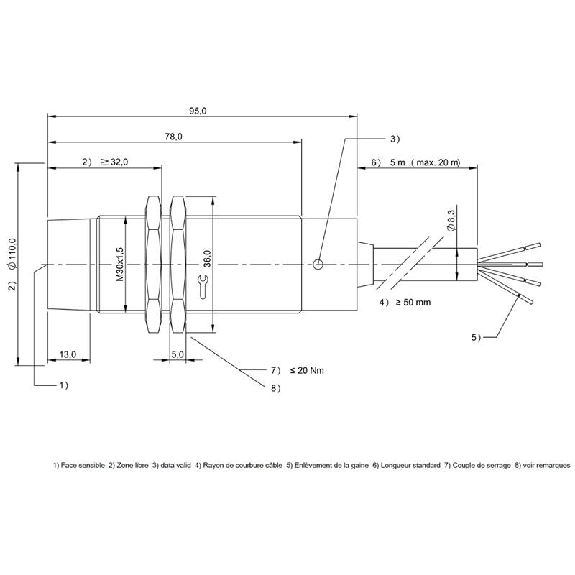 Tête de lecture/écriture RFID 70/455 kHz M30-Lire la description