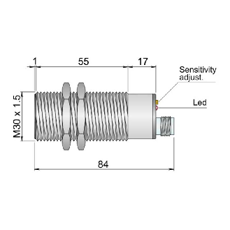 DPC M30 PNP NO+NF P20mm noyé Pot. Plast. 10-55Vdc / M12 4P-Lire la description