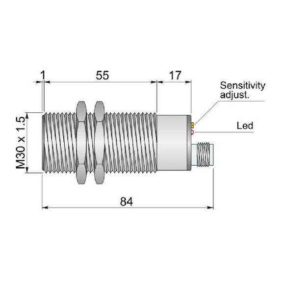 DPC M30 PNP NO+NF P20mm noyé Pot. Plast. 10-55Vdc / M12 4P-Lire la description