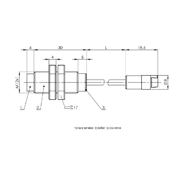 DPC M12 (Ampli) P8mm non noyé / Câble+Connect.-Lire la description