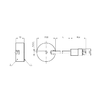 DPC D22 (Ampli) P1-10mm noyé Ø22×10mm Inox / Câble 2m+Connecteur-Lire la description