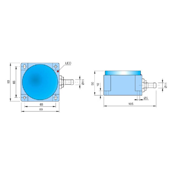 DPI Rect. 2 fils AC NO P10-60mm non noyé 20-250V Plast. / Câble 2m-Lire la description