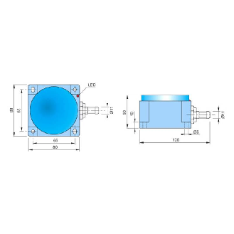 DPI Rect. 2 fils AC NO P10-60mm non noyé 20-250V Plast. / Câble 2m-Lire la description