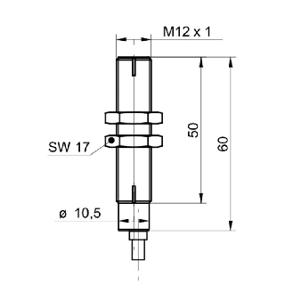 Détecteur à effet hall M12 PushPull P1mm lg60(50)mm / Câble 2m-Lire la description