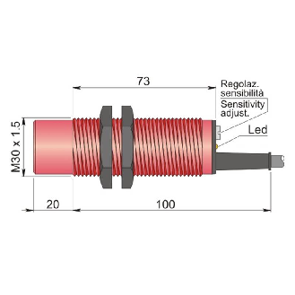 Détecteur de proximité capacitif; M30 Relais P25mm non noyé Plastique 12-240Vac/dc / Câble 2m-Lire la description