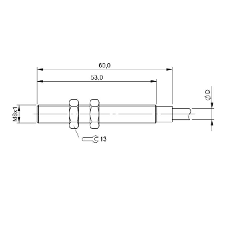 DPI HT M08 PNP NO P2mm noyé lg60(53)mm Inox +140°C / Câble 5m PTFE-Lire la description