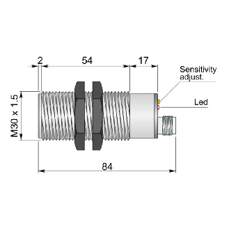 DPC M30 PNP NO+NF P20mm noyé 10-55Vdc / M12 4P-Lire la description