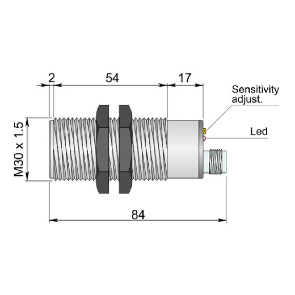 DPC M30 PNP NO+NF P20mm noyé 10-55Vdc / M12 4P-Lire la description