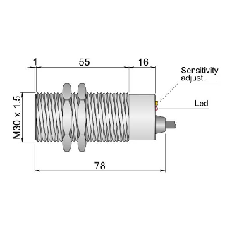 DPC M30 PNP NO+NF P20mm noyé Pot. 10-55Vdc / Câble 3m-Lire la description