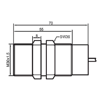 DPC M30 PNP NO+NF P25mm noyé 70(55)mm PTFE / Câble 2m-Lire la description
