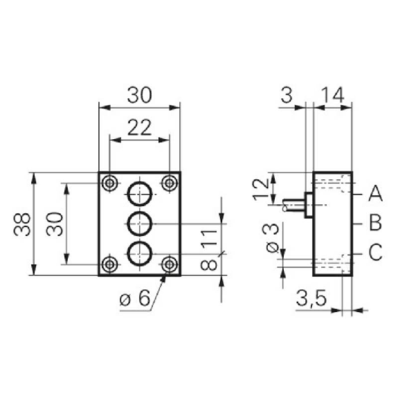 Lecteur de code inductif PNP NO x3 P2mm noyé 30x38x14mm / Câble 2m-Lire la description