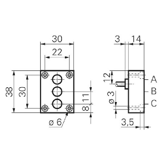 Lecteur de code inductif PNP NO x3 P2mm noyé 30x38x14mm / Câble 2m-Lire la description
