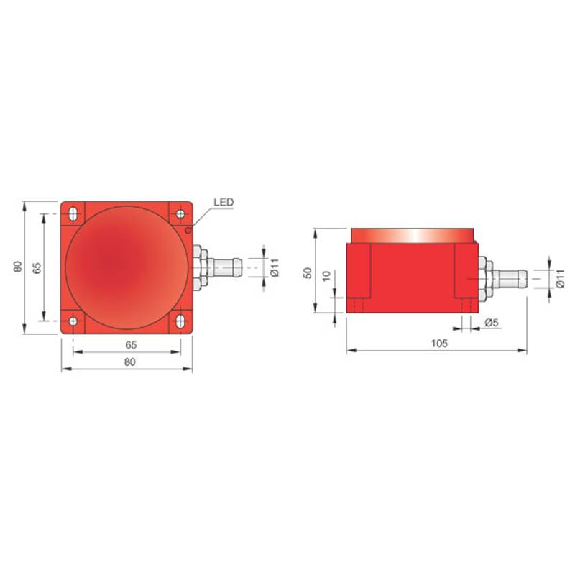 DPI Rect. PNP NO+NF P10-60mm non noyé 80x80x50mm 10-55Vdc / Câble 2m-Lire la description