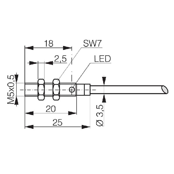 DPI M05 PNP NO P1,5mm noyé IO-Link lg18mm Inox 10-30Vdc / Câble 2m-Lire la description