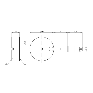 DPC D30 (Ampli) P1-15mm noyé Ø30×10mm Inox / Câble 2m+Connecteur-Lire la description