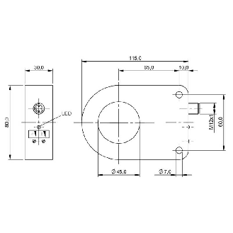 DPI Annulaire Ø=45mm PNP NO Tempo 115x80x20mm / M12 4P-Lire la description