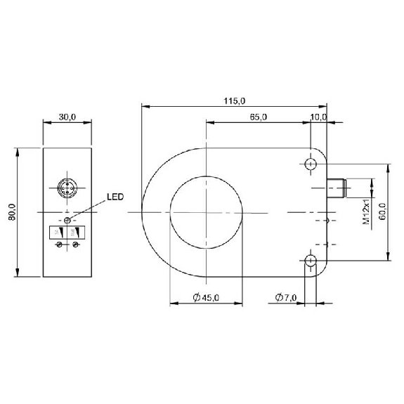 DPI Annulaire Ø=45mm PNP NO Tempo 115x80x20mm / M12 4P DPI Annulaire Ø=45mm PNP NO Tempo 115x80x20mm / M12 4P-Lire la description