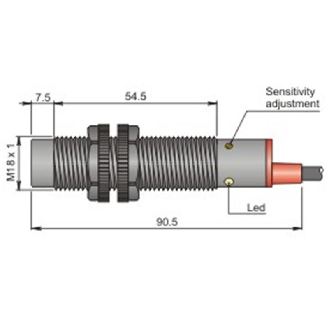 DPC M18 PNP NO+NF P10mm non noyé 10-40Vdc / Câble 5m PVC-Lire la description