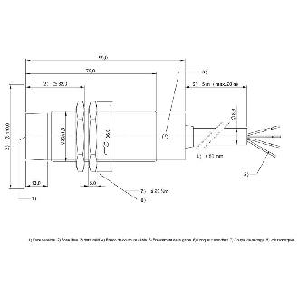 Tête lecture/écriture RFID 70/455 kHz, M30 non noyé, Parallèle C10m-Lire la description