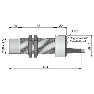DPC M30 2 fils AC/DC NO+NF P10mm noyé lg97(65)mm ATEX / Câble 3m-Lire la description