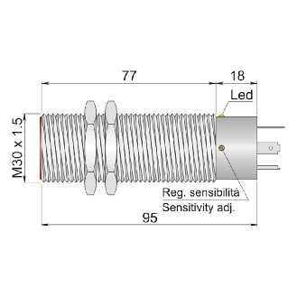 DPC M30 PNP NO+NF P20mm lg95mm 10-55Vdc / Conn. K-Lire la description