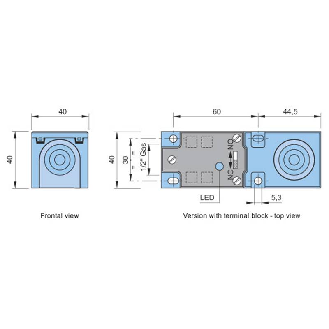 DPI Rect. PNP NO+NF P20mm 40x40mm 10-55Vdc / Conn. K-Lire la description