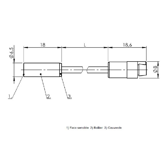 DPC D6,5 AMPLI P1,5mm noyé lg18mm Inox 4-8Vdc / Câble 2m+Connect-Lire la description
