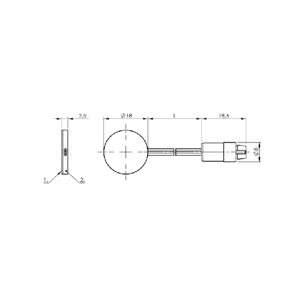 DPC D18 (Ampli) P0,1-3mm noyé Ø18×2,5mm / Câble 2m+Connect-Lire la description