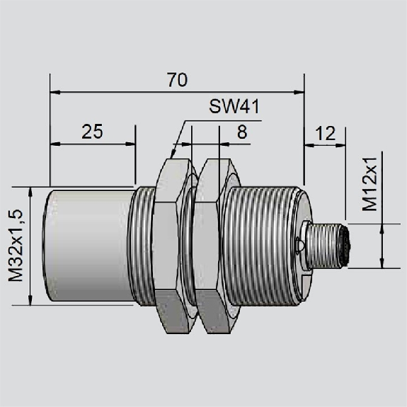 DPC Ex M32 PNP NO+NF P25mm non noyé 70(50)mm PPO / M12 4P-Lire la description