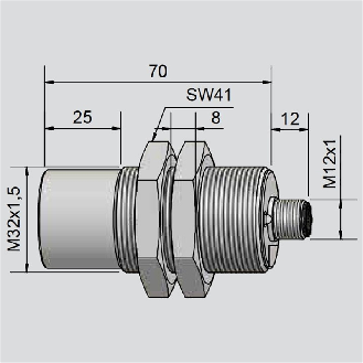 DPC Ex M32 PNP NO+NF P25mm non noyé 70(50)mm PPO / M12 4P-Lire la description