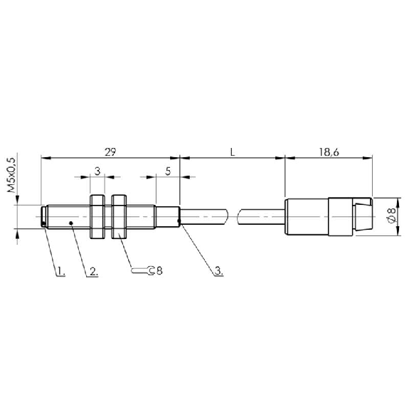 DPC M05 (Ampli) P1mm noyé Inox / Câble 2m + Connect.-Lire la description