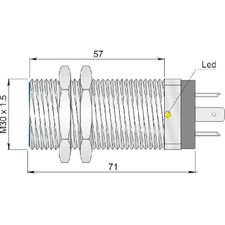 DPI M30 2 fils AC NF P10mm noyé lg71(57)mm Laiton 20-250Vac / Conn. K-Lire la description