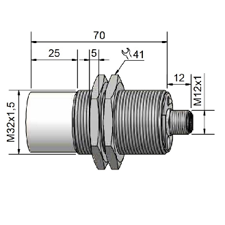 DPC Ex M32 PNP NO+NF P25mm non noyé 70(45)mm Inox / M12 4P-Lire la description