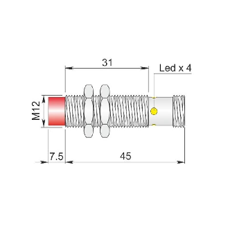 DPI M12 PNP NO P4mm non noyé lg52.5(31)mm 10-30Vdc / M12 4P-Lire la description