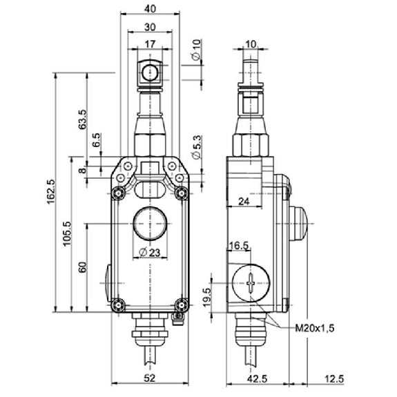Int.de séc. à câble Ex (max. 35m) 1NF+1NO, 100N, IP65, câble 3m Int.de séc. à câble Ex (max. 35m) 1NF+1NO, 100N, IP65, câble 3m-Lire la description