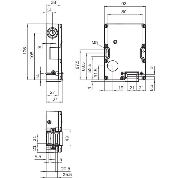 Int.de séc. 3O/2F, méca 24V, plastique tête inox, 2600N, 3xM20-Lire la description