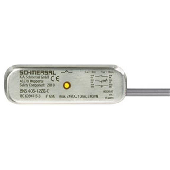 Int.de séc. magnétique codé (sans act.) Led, 1NO+2NF Inox, C1m-Lire la description