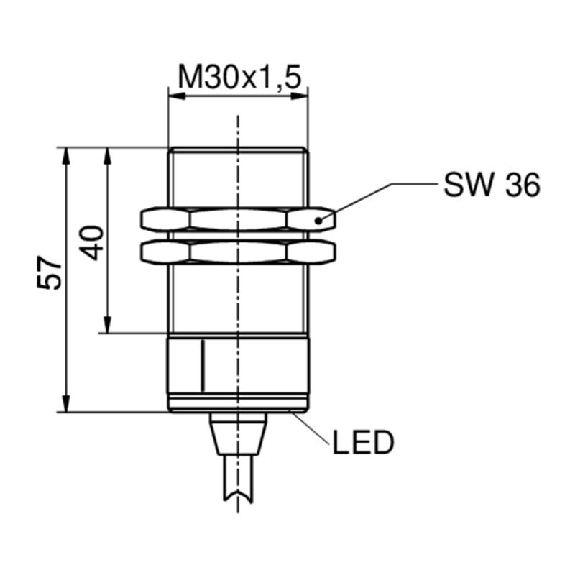 Int.de séc. magn. M30 Reed P10mm 1NF+1NO LED, câble 2m Int.de séc. magn. M30 Reed P10mm 1NF+1NO LED, câble 2m-Lire la description