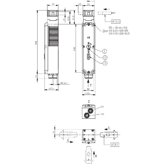 Interrupteur de sécurité à codage par transpondeur CTP-AR, 2 x M12 Interrupteur de sécurité à codage par transpondeur CTP-AR, 2 x M12-Lire la description