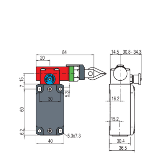 Interrupteur de sécurité à câble avec réarmement pour arrêts simples 1NO+1NF rupture lente, 1xM20 - FD 3384-M2-Lire la description