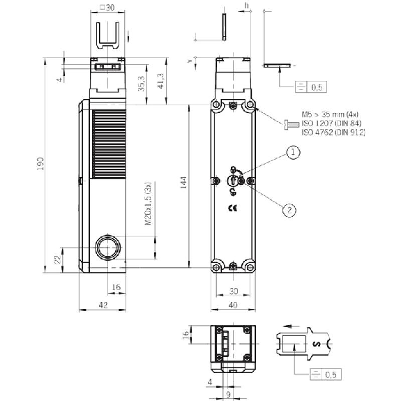 Int.de séc. Verr. 24Vac/dc/Déverr. mécanique, 2O+2F, 3xM20 Int.de séc. Verr. 24Vac/dc/Déverr. mécanique, 2O+2F, 3xM20-Lire la description