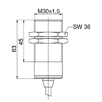 Int.de séc. magn. M30 P10mm 1NF+1NO, Inox, IP69, câble 2m-Lire la description